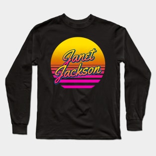 Janet Personalized Name Birthday Retro 80s Styled Gift Long Sleeve T-Shirt